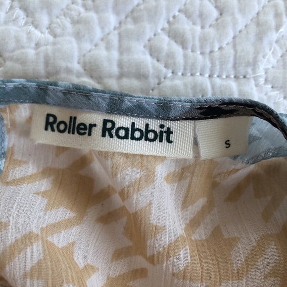 Roller Rabbit Orange Blue Hounds Tooth Print Top - Picture 4 of 7